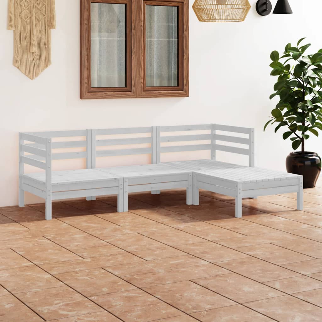 vidaXL Patio Furniture Set 4 Piece Garden Sectional Sofa Set Solid Wood Pine-9