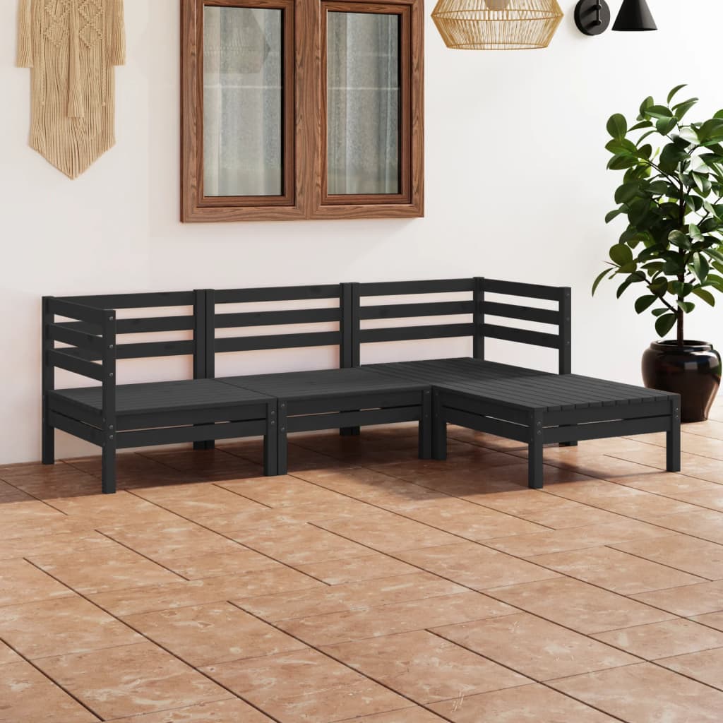 vidaXL Patio Furniture Set 4 Piece Garden Sectional Sofa Set Solid Wood Pine-5