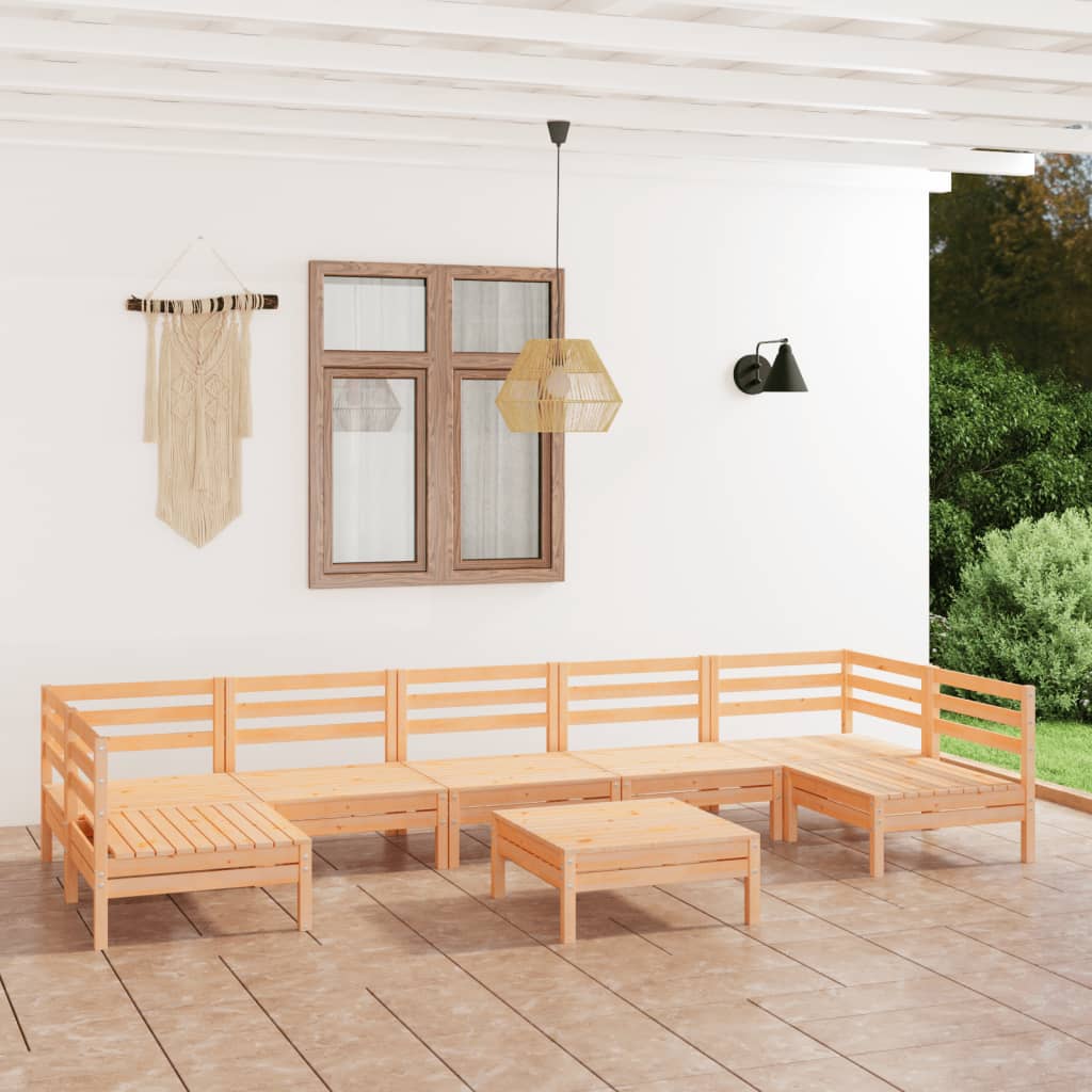 vidaXL Patio Furniture Set 8 Piece Garden Sectional Sofa Set Solid Wood Pine-6