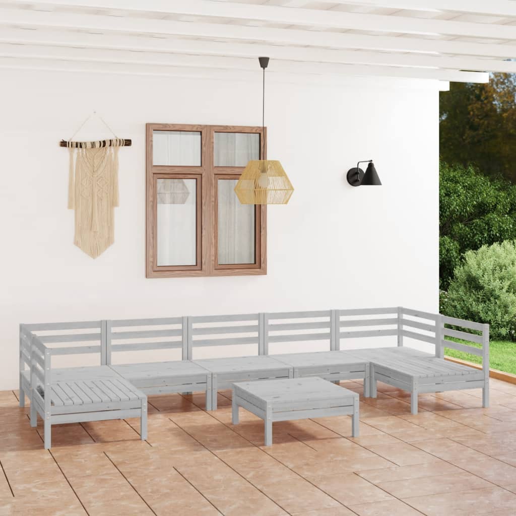 vidaXL Patio Furniture Set 8 Piece Garden Sectional Sofa Set Solid Wood Pine-9