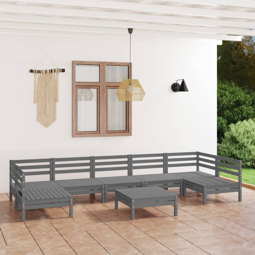 vidaXL Patio Furniture Set 8 Piece Garden Sectional Sofa Set Solid Wood Pine-7