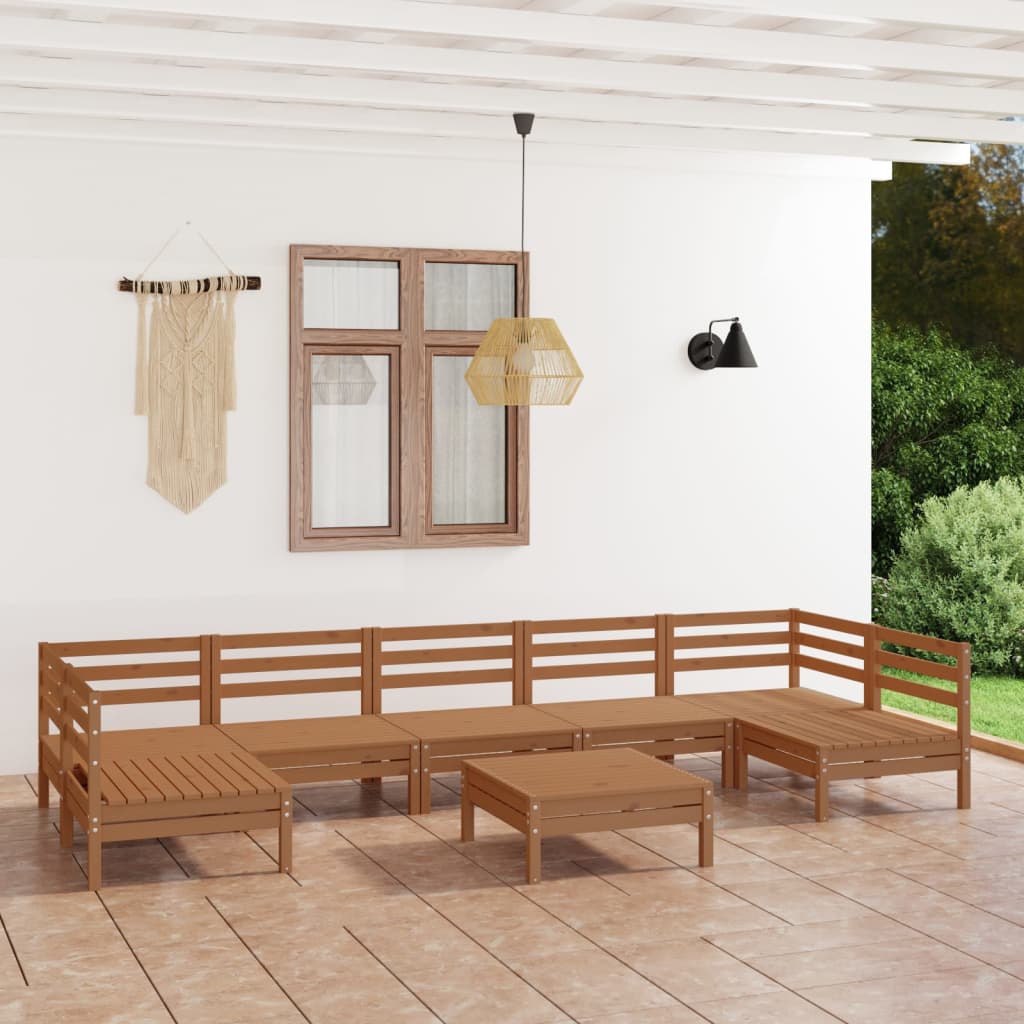vidaXL Patio Furniture Set 8 Piece Garden Sectional Sofa Set Solid Wood Pine-8