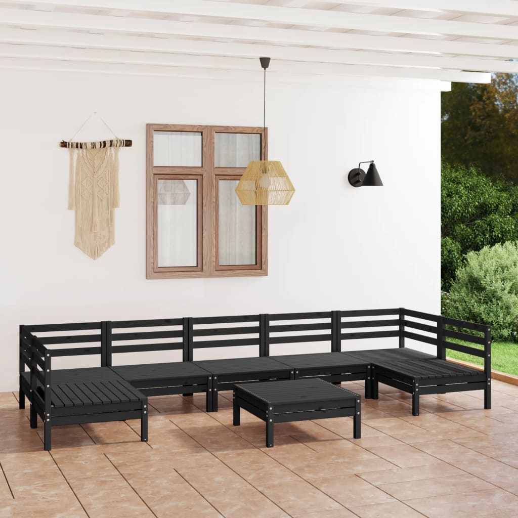 vidaXL Patio Furniture Set 8 Piece Garden Sectional Sofa Set Solid Wood Pine-5
