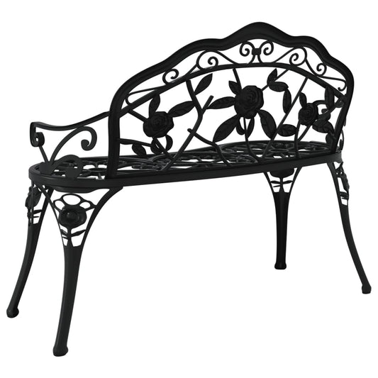 vidaXL Outdoor Patio Bench Garden Bench Furniture with Armrests Cast Aluminum-0