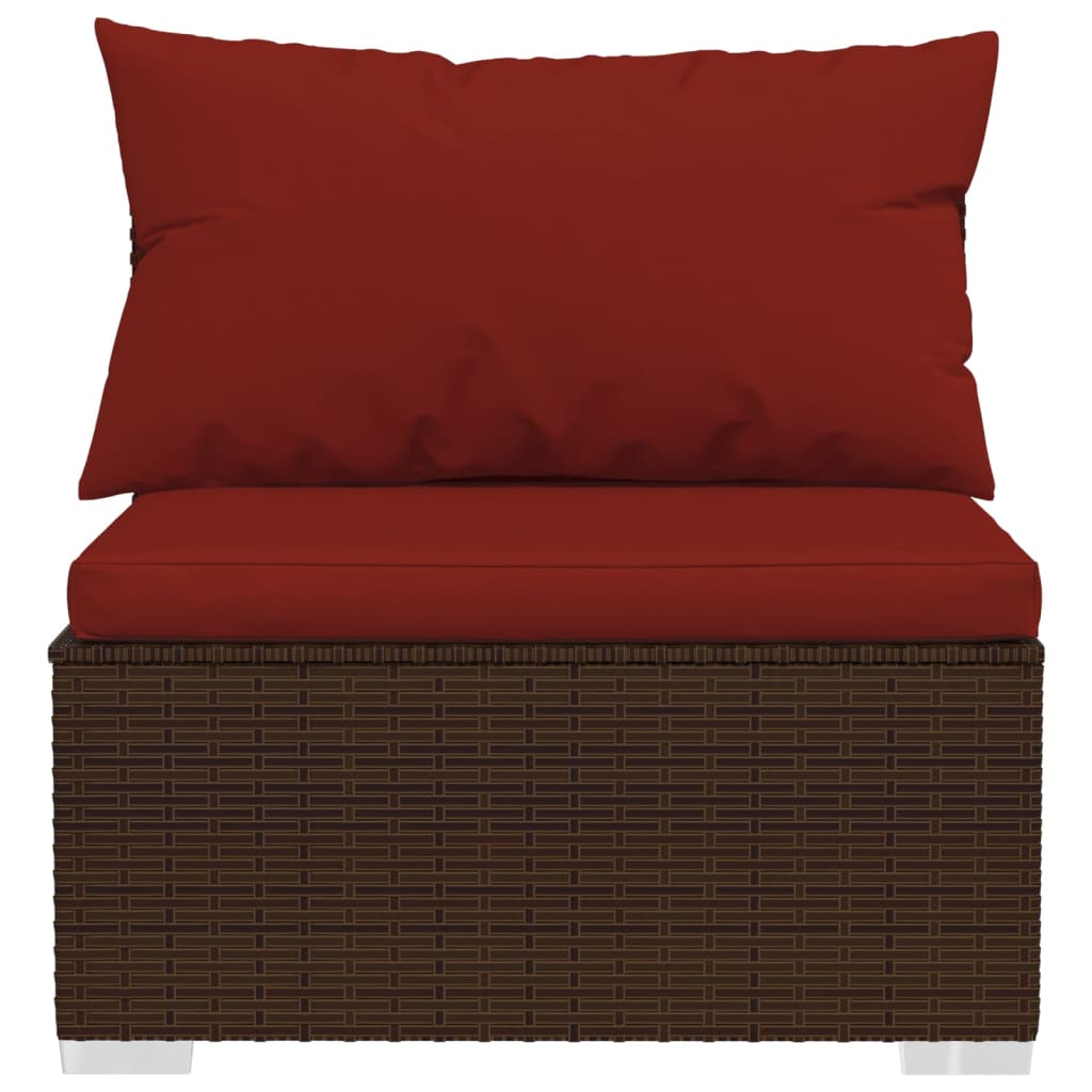 vidaXL Patio Furniture Set 5 Piece with Cushions Poly Rattan Brown-4