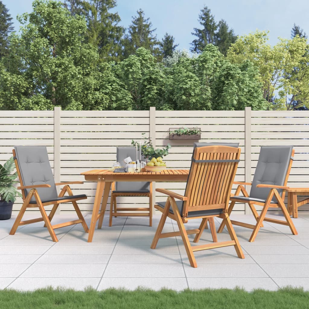 vidaXL Reclining Patio Chairs with Cushions Outdoor Furniture Solid Wood Teak-13