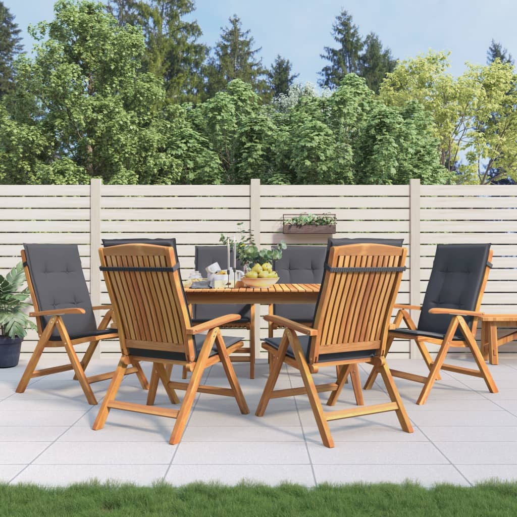 vidaXL Reclining Patio Chairs with Cushions Outdoor Furniture Solid Wood Teak-5