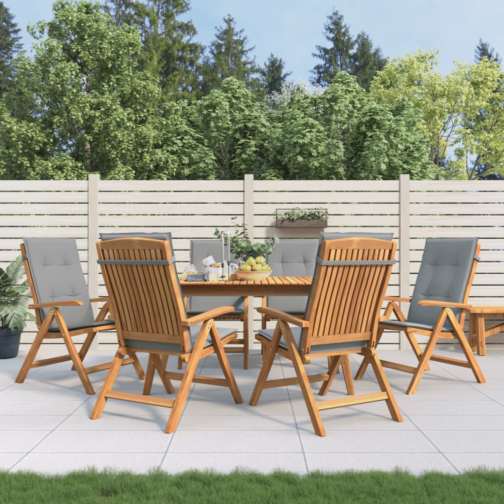 vidaXL Reclining Patio Chairs with Cushions Outdoor Furniture Solid Wood Teak-14