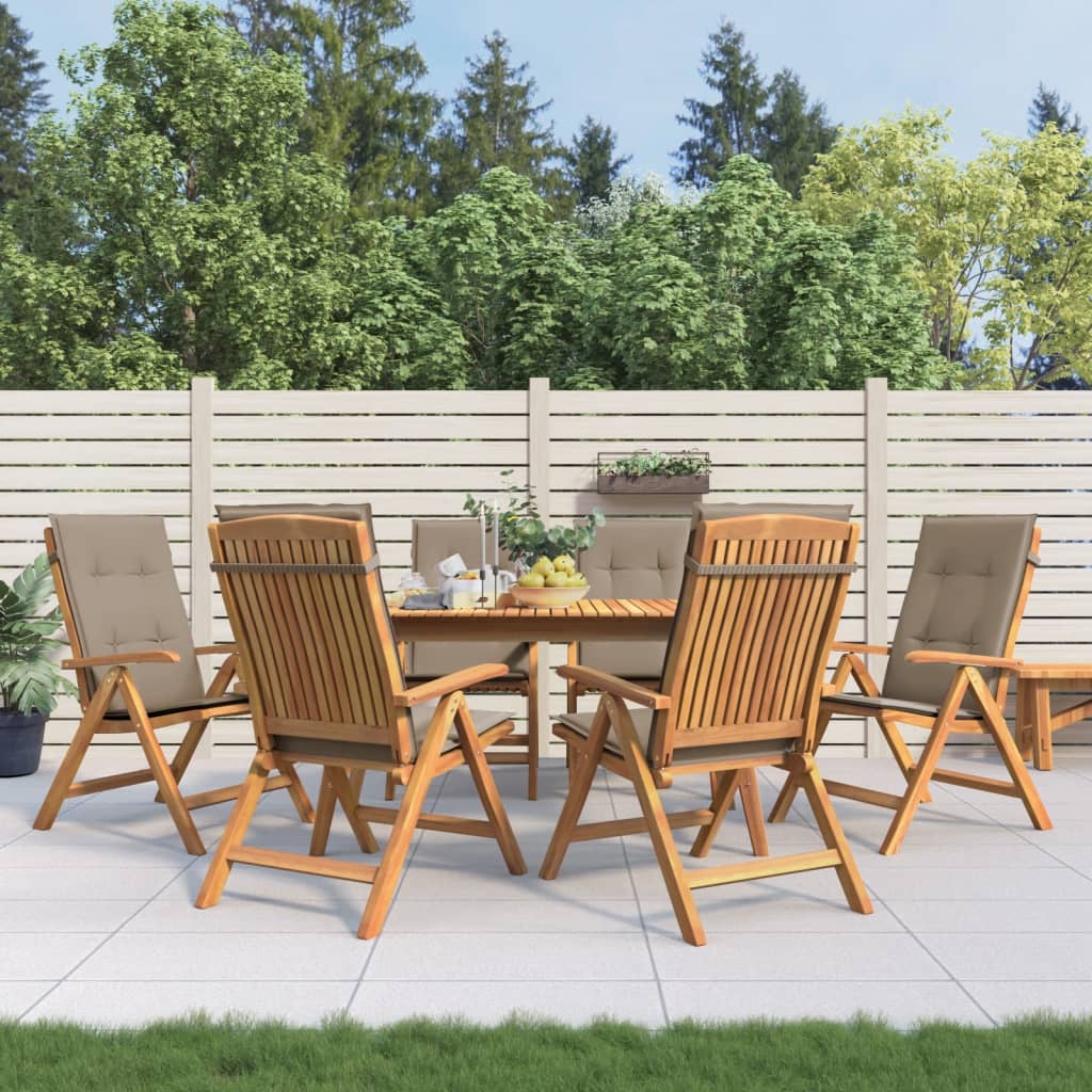 vidaXL Reclining Patio Chairs with Cushions Outdoor Furniture Solid Wood Teak-20