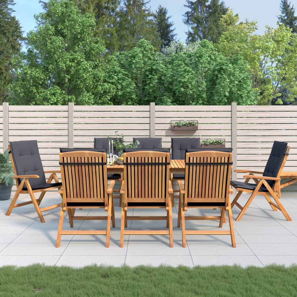 vidaXL Reclining Patio Chairs with Cushions Outdoor Furniture Solid Wood Teak-6