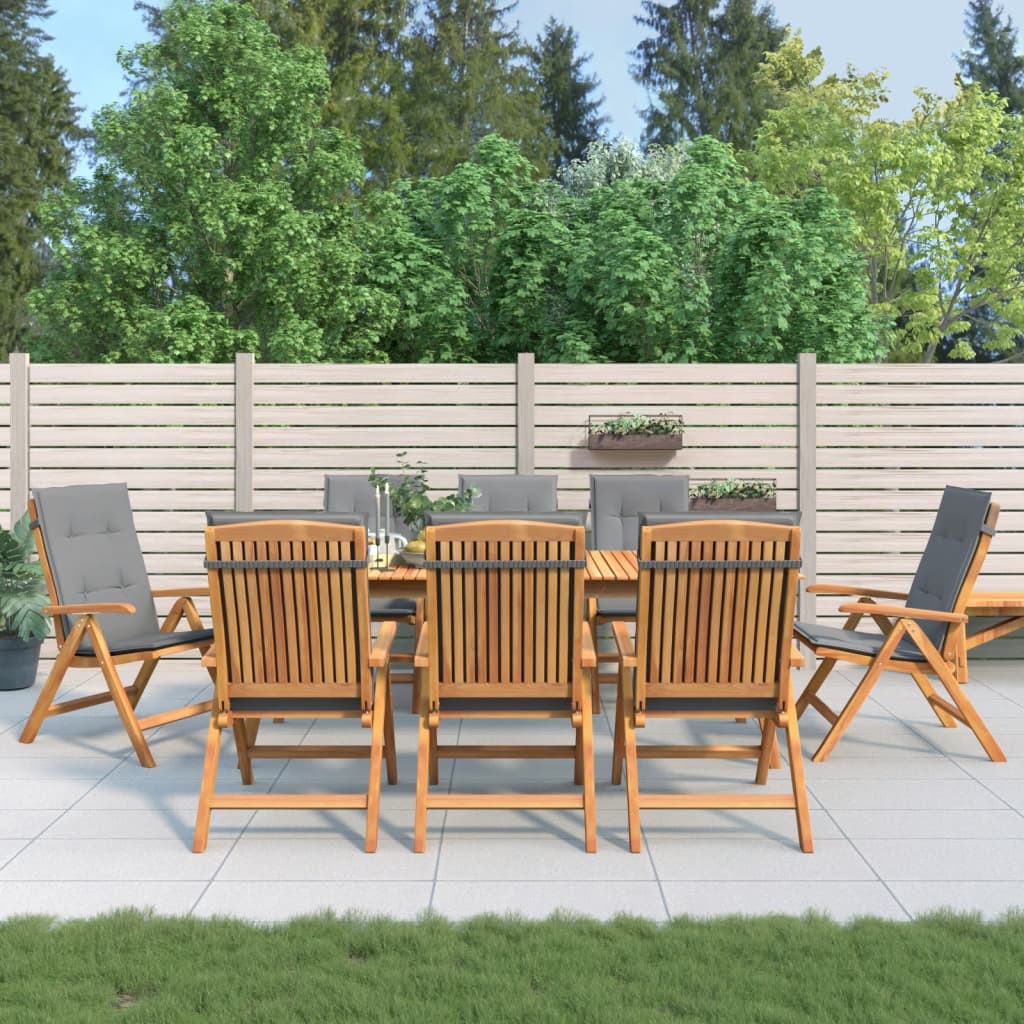 vidaXL Reclining Patio Chairs with Cushions Outdoor Furniture Solid Wood Teak-12