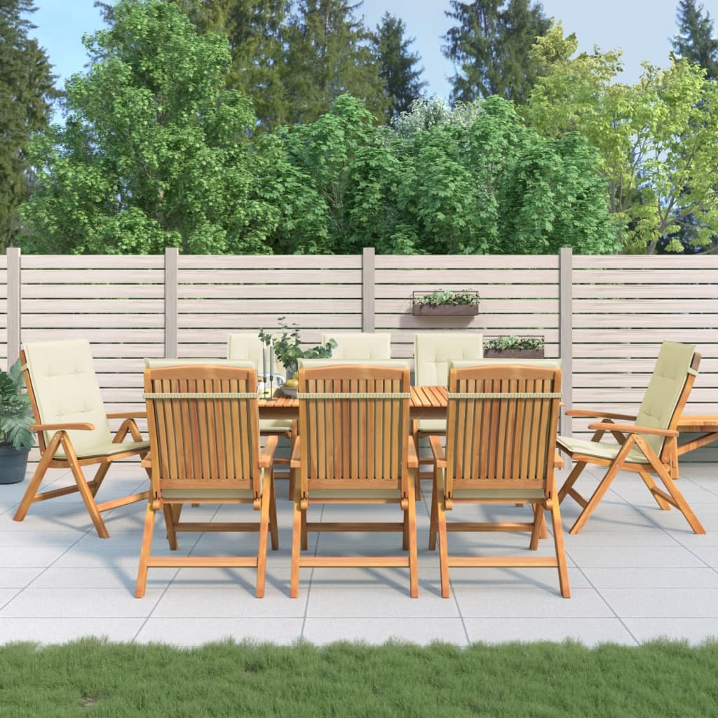 vidaXL Reclining Patio Chairs with Cushions Outdoor Furniture Solid Wood Teak-10