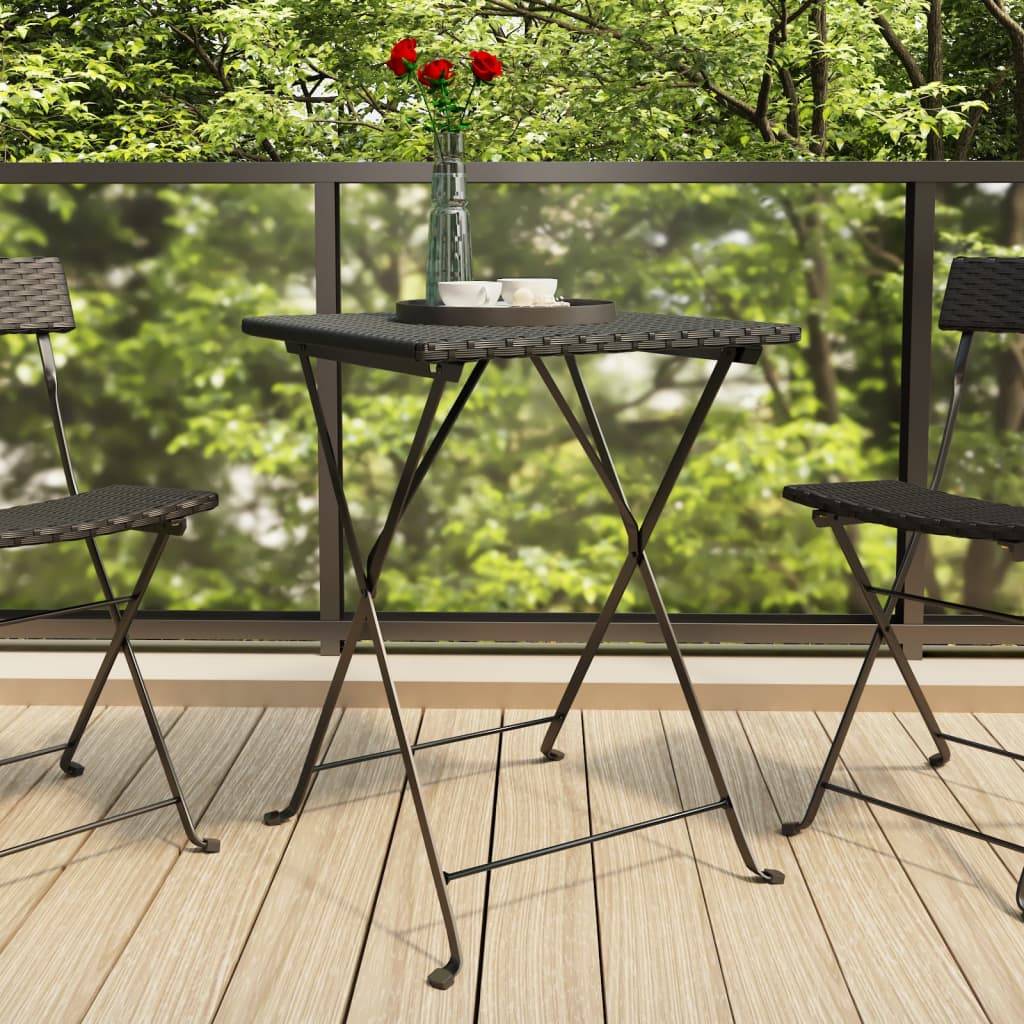 vidaXL Dining Table Outdoor Garden Furniture Folding Bistro Table Poly Rattan-5