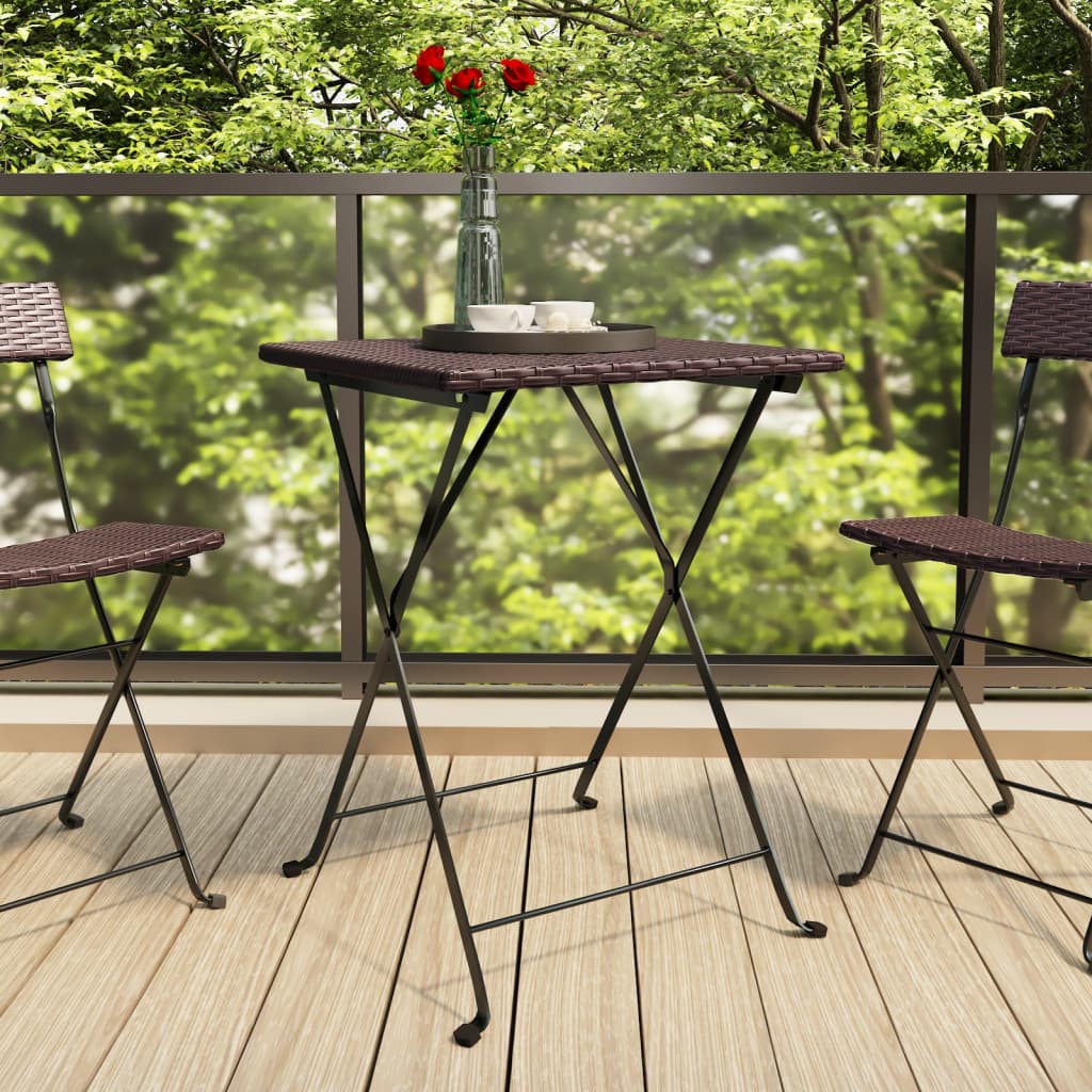 vidaXL Dining Table Outdoor Garden Furniture Folding Bistro Table Poly Rattan-6
