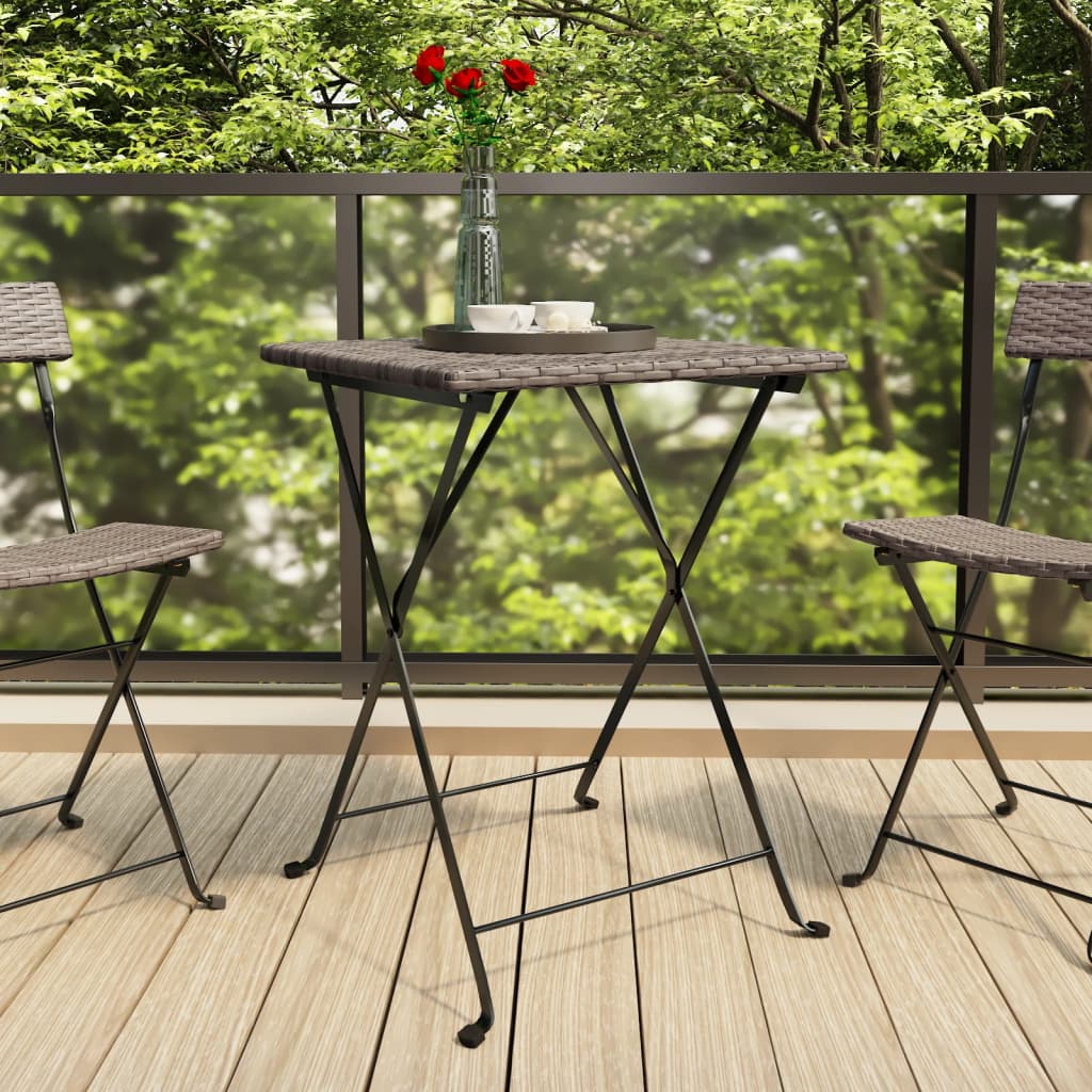 vidaXL Dining Table Outdoor Garden Furniture Folding Bistro Table Poly Rattan-7