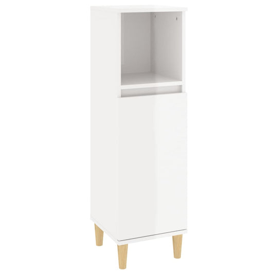 NNEVL Bathroom Cabinet High Gloss White 30x30x100 cm Engineered Wood-1