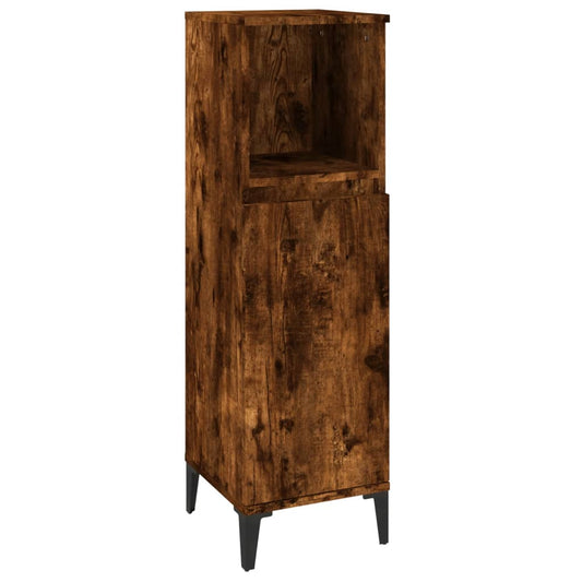 NNEVL Bathroom Cabinet Smoked Oak 30x30x100 cm Engineered Wood-0