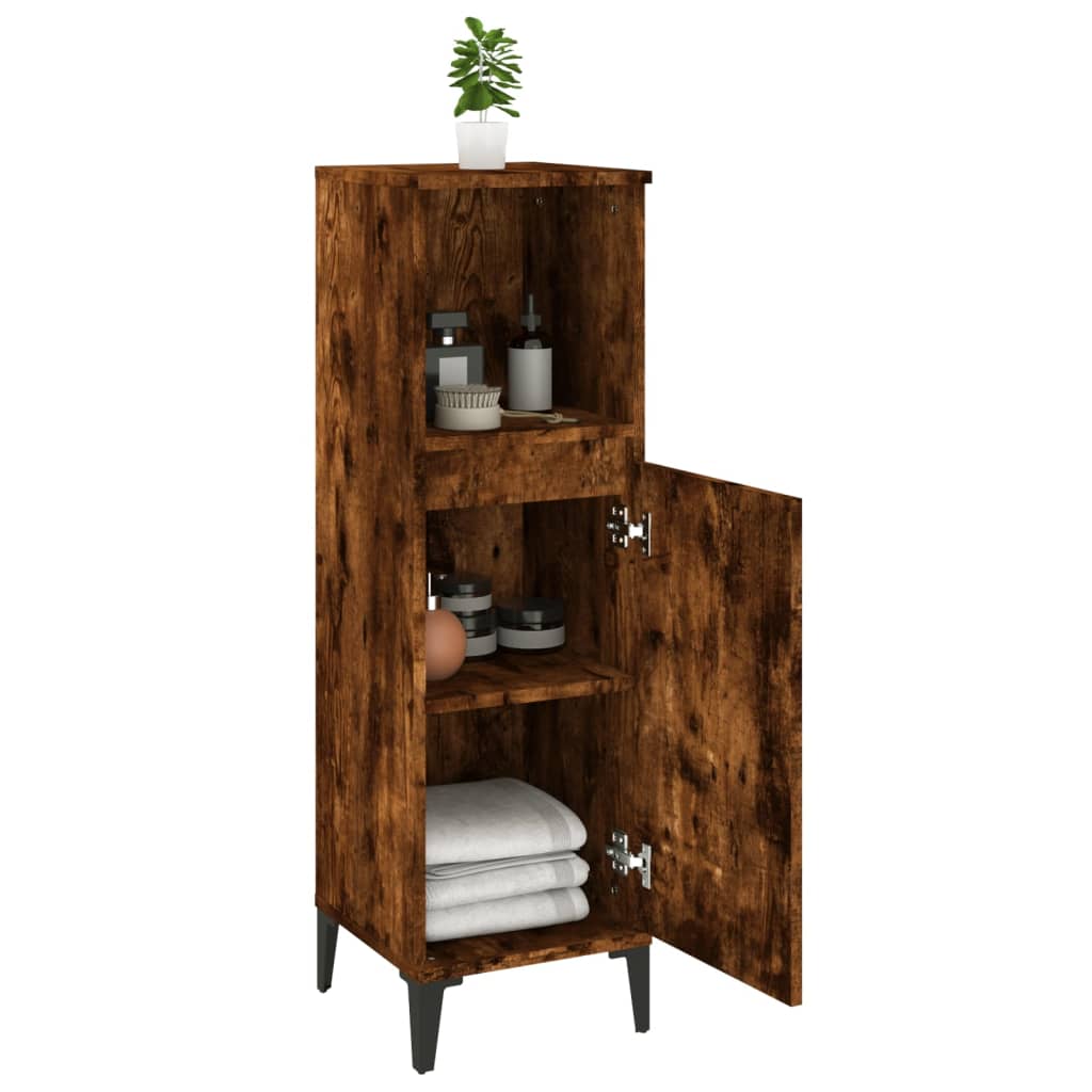 NNEVL Bathroom Cabinet Smoked Oak 30x30x100 cm Engineered Wood-3