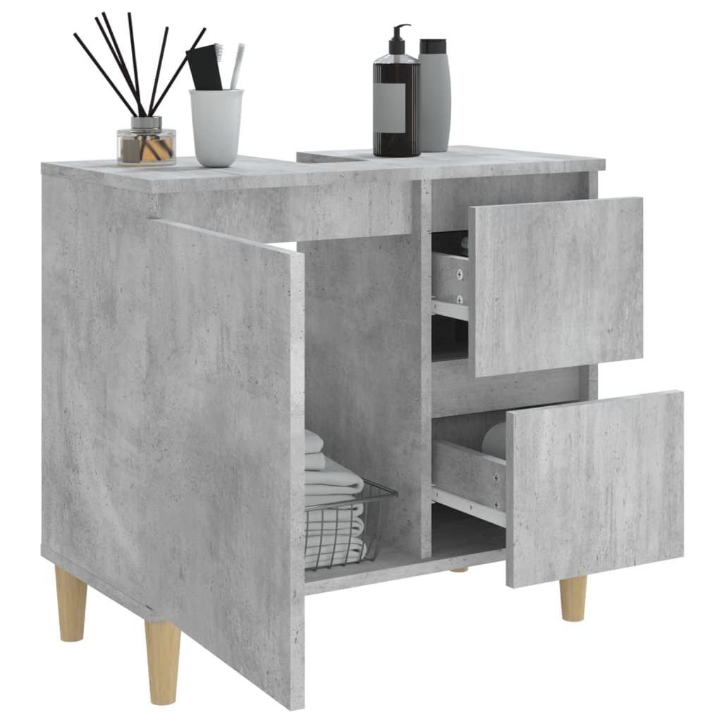 NNEVL Bathroom Cabinet Concrete Grey 65x33x60 cm Engineered Wood-3