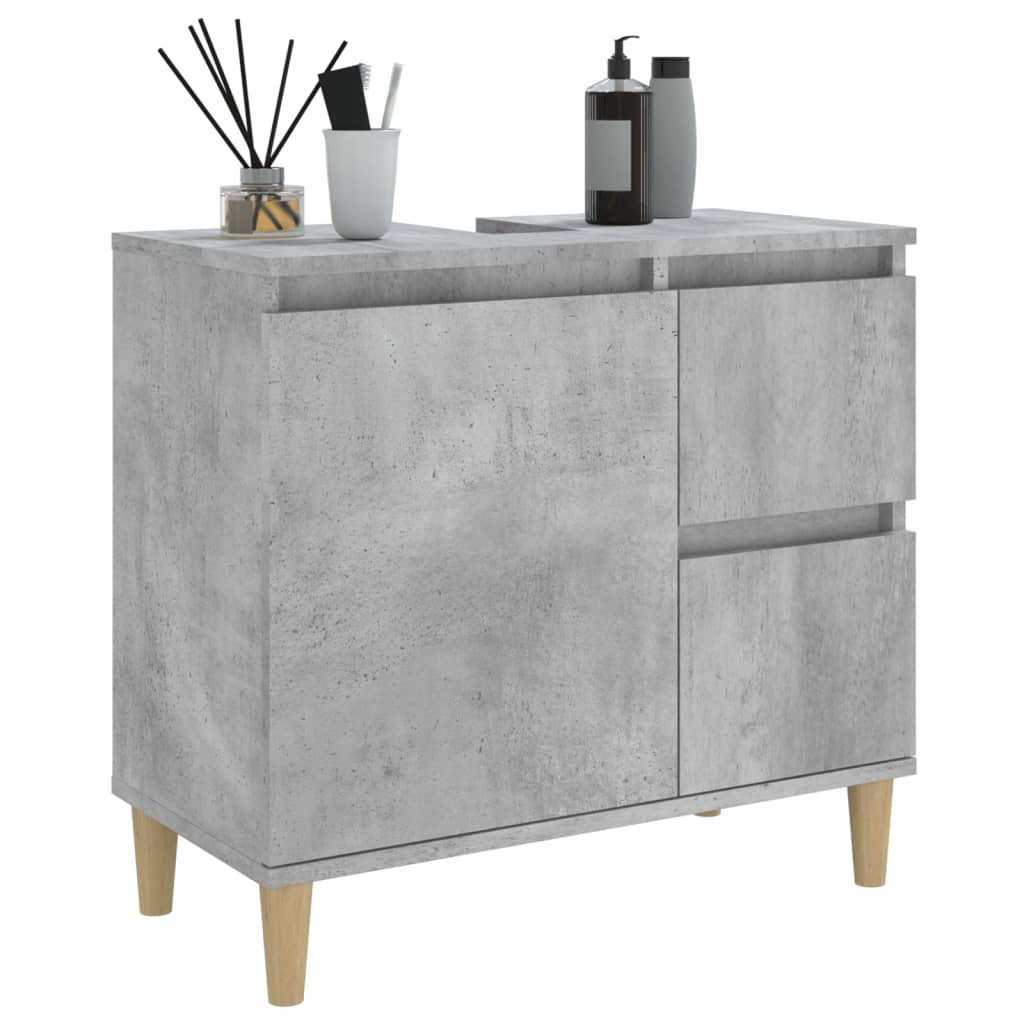 NNEVL Bathroom Cabinet Concrete Grey 65x33x60 cm Engineered Wood-4