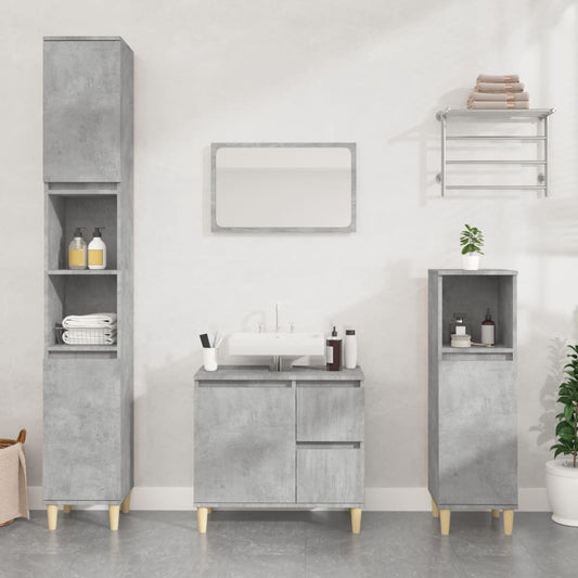 NNEVL Bathroom Cabinet Concrete Grey 65x33x60 cm Engineered Wood-0
