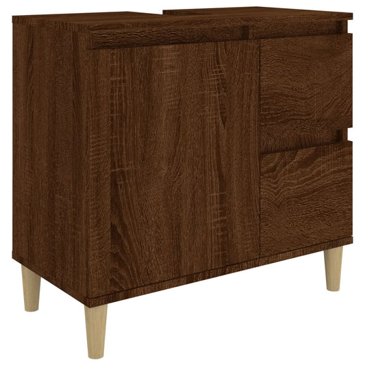 NNEVL Bathroom Cabinet Brown Oak 65x33x60 cm Engineered Wood-1