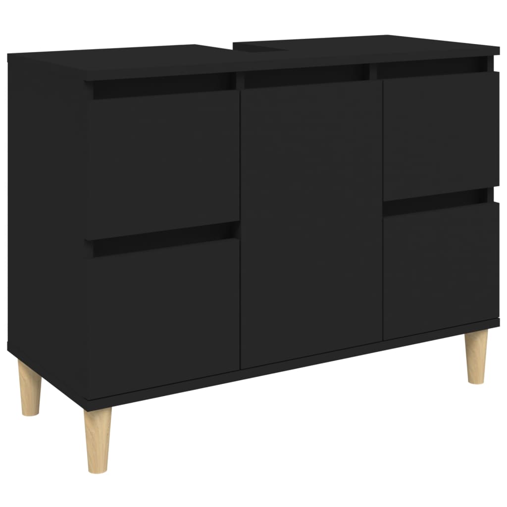 NNEVL Sink Cabinet Black 80x33x60 cm Engineered Wood-1