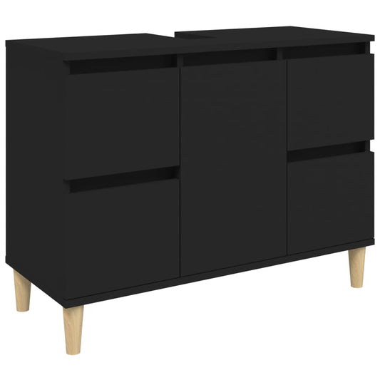 NNEVL Sink Cabinet Black 80x33x60 cm Engineered Wood-1