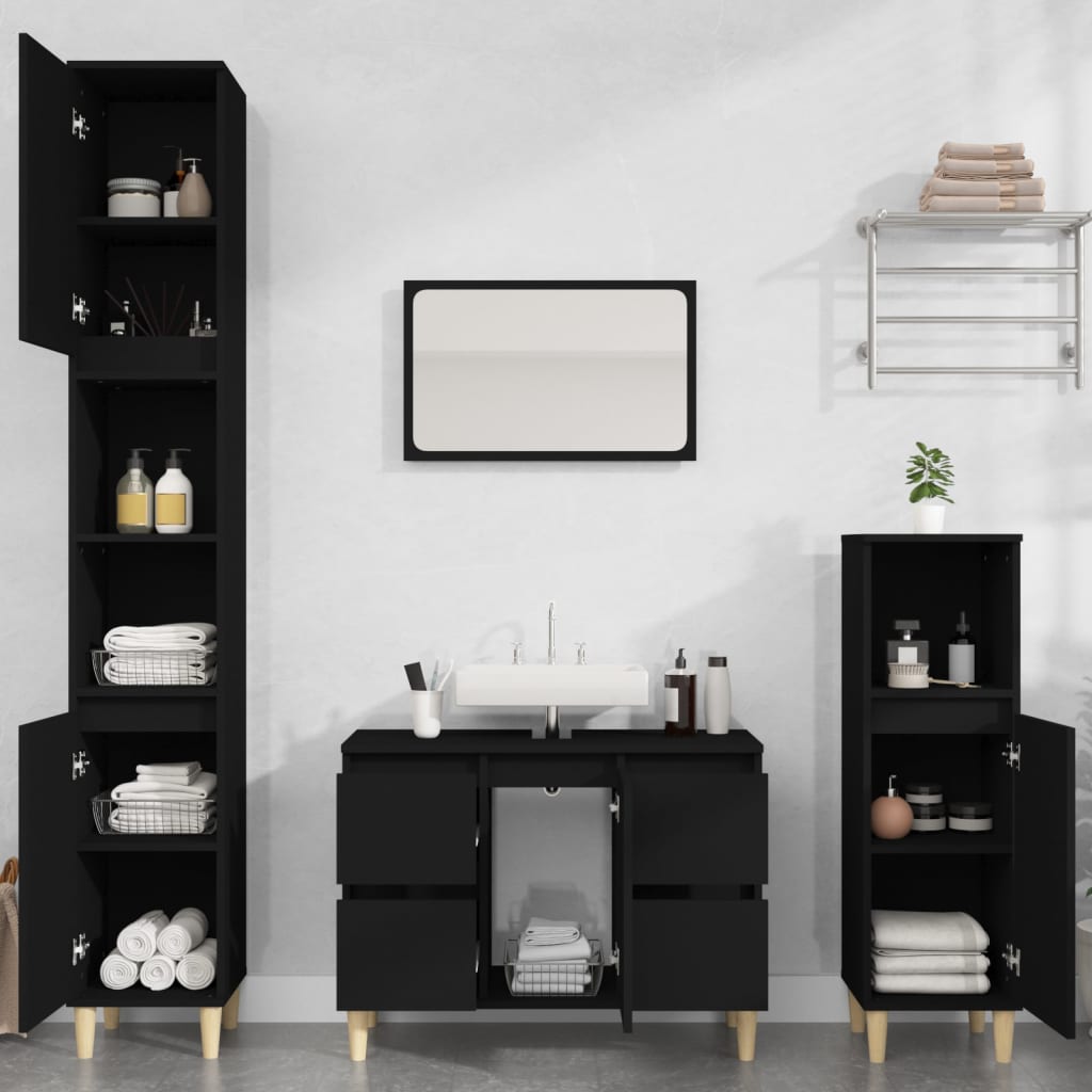 NNEVL Sink Cabinet Black 80x33x60 cm Engineered Wood-2