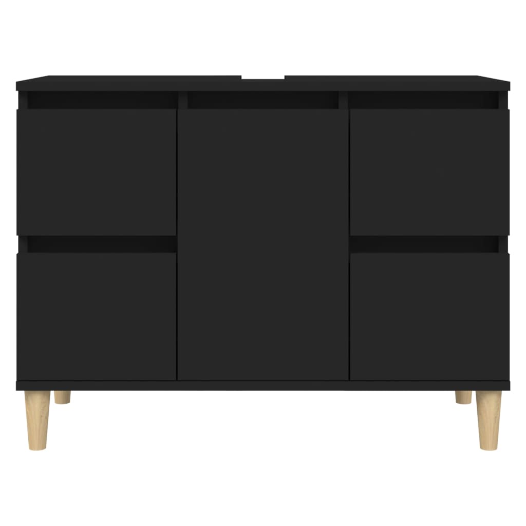 NNEVL Sink Cabinet Black 80x33x60 cm Engineered Wood-4