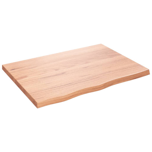 NNEVL Bathroom Countertop Light Brown 80x60x4 cm Treated Solid Wood-1