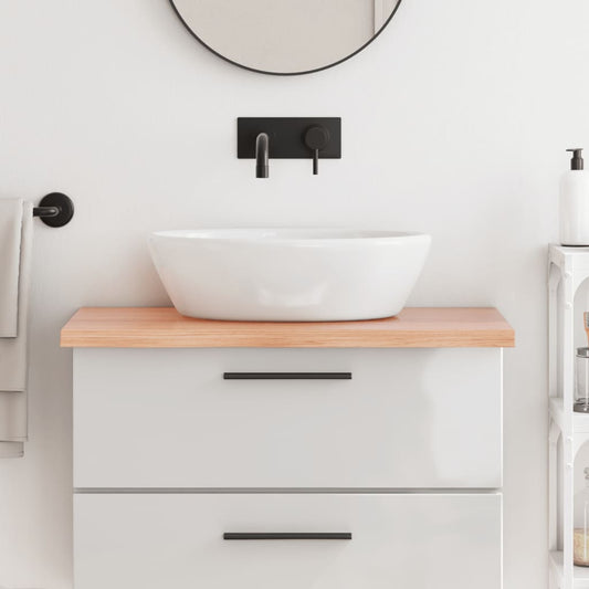 NNEVL Bathroom Countertop Light Brown 80x60x4 cm Treated Solid Wood-0