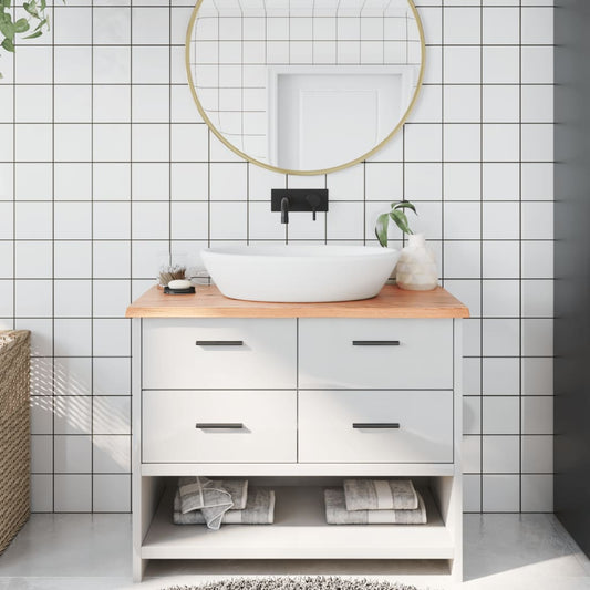 NNEVL Bathroom Countertop Light Brown 100x40x2 cm Treated Solid Wood-0