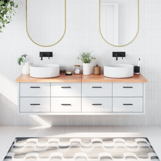 NNEVL Bathroom Countertop Light Brown 180x40x4 cm Treated Solid Wood-0