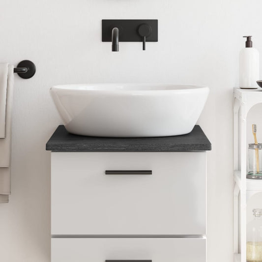 NNEVL Bathroom Countertop Dark Grey 40x60x2 cm Treated Solid Wood-0