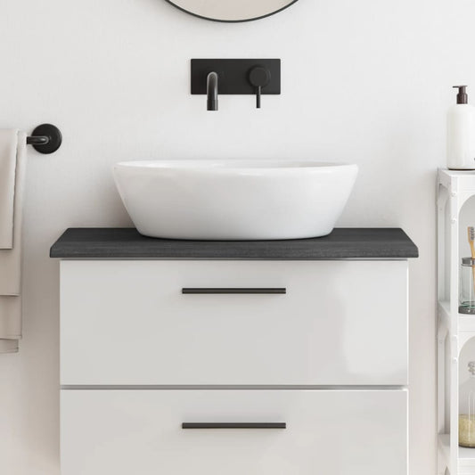 NNEVL Bathroom Countertop Dark Grey 80x40x2 cm Treated Solid Wood-0