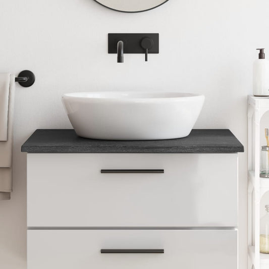 NNEVL Bathroom Countertop Dark Grey 80x50x2 cm Treated Solid Wood-0