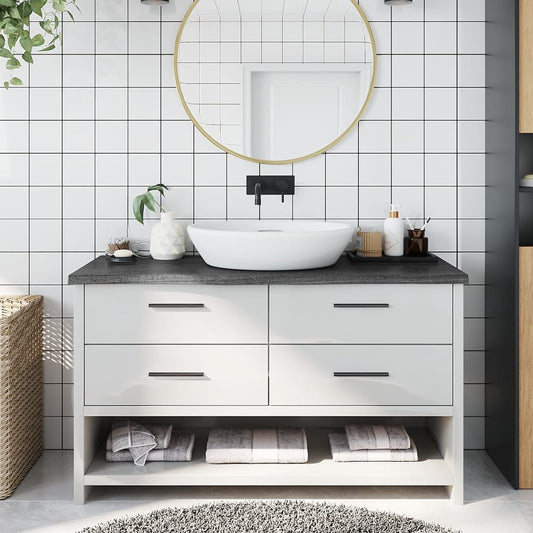 NNEVL Bathroom Countertop Dark Grey 100x30x4 cm Treated Solid Wood-0