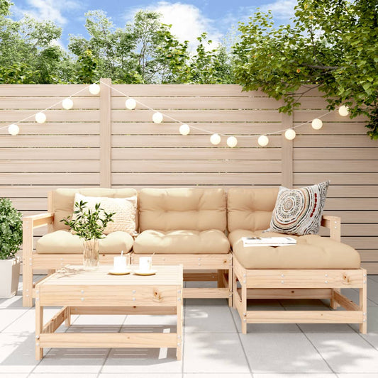 vidaXL Patio Lounge Set Outdoor Garden Furniture Set 5 Piece Solid Wood Pine-0