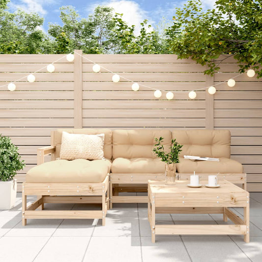 vidaXL Patio Lounge Set Outdoor Garden Furniture Set 5 Piece Solid Wood Pine-0