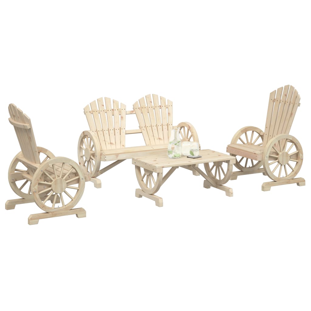 vidaXL Patio Lounge Set Outdoor Garden Seat Furniture 4 Piece Solid Wood Fir-5
