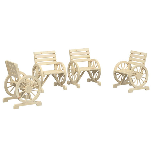 vidaXL Patio Chairs Outdoor Garden Seating Furniture 4 Pcs Solid Wood Fir-1