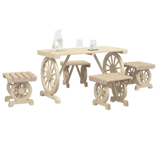 vidaXL Patio Dining Set Seat Furniture Outdoor Garden Backyard Solid Wood Fir-1