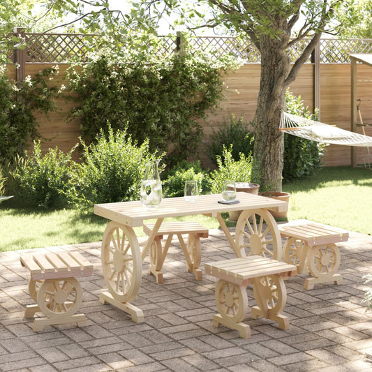vidaXL Patio Dining Set Seat Furniture Outdoor Garden Backyard Solid Wood Fir-0