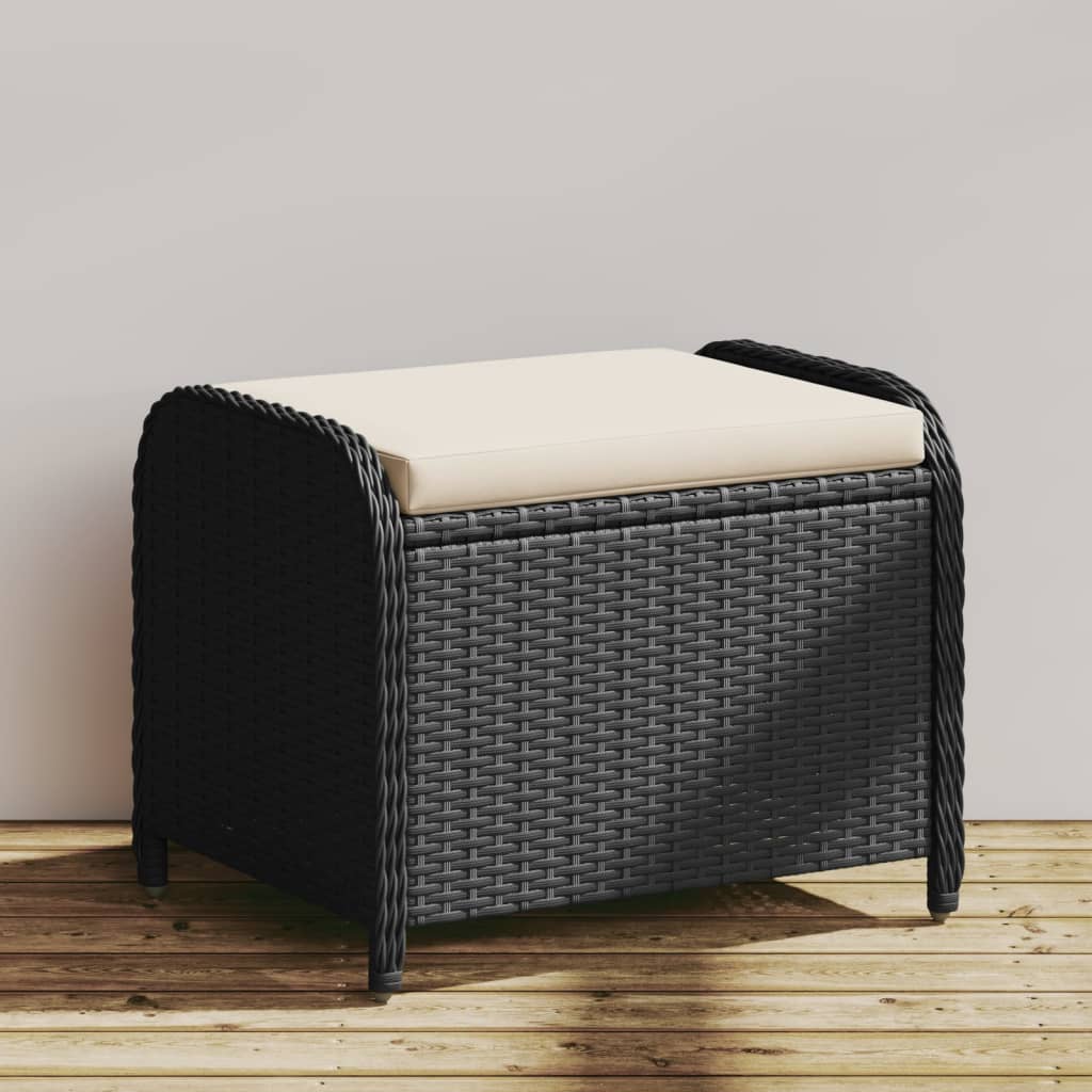 vidaXL Patio Stool with Cushion Garden Outdoor Seating Furniture Poly Rattan-5