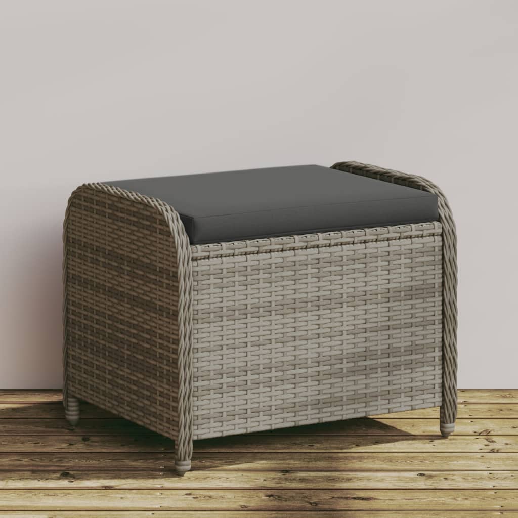 vidaXL Patio Stool with Cushion Garden Outdoor Seating Furniture Poly Rattan-7