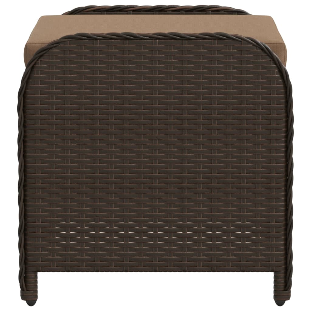 vidaXL Patio Stool with Cushion Garden Outdoor Seating Furniture Poly Rattan-3