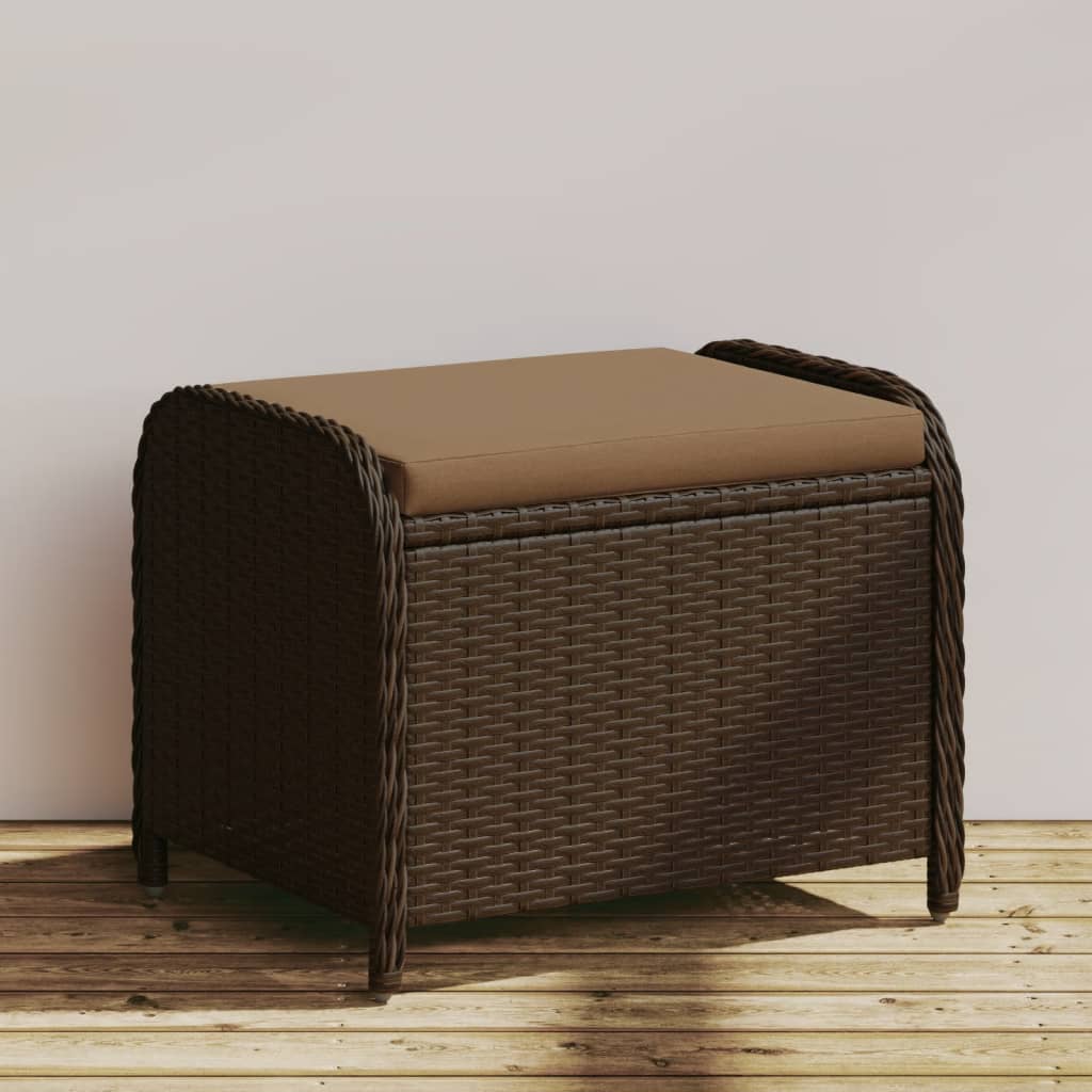 vidaXL Patio Stool with Cushion Garden Outdoor Seating Furniture Poly Rattan-6