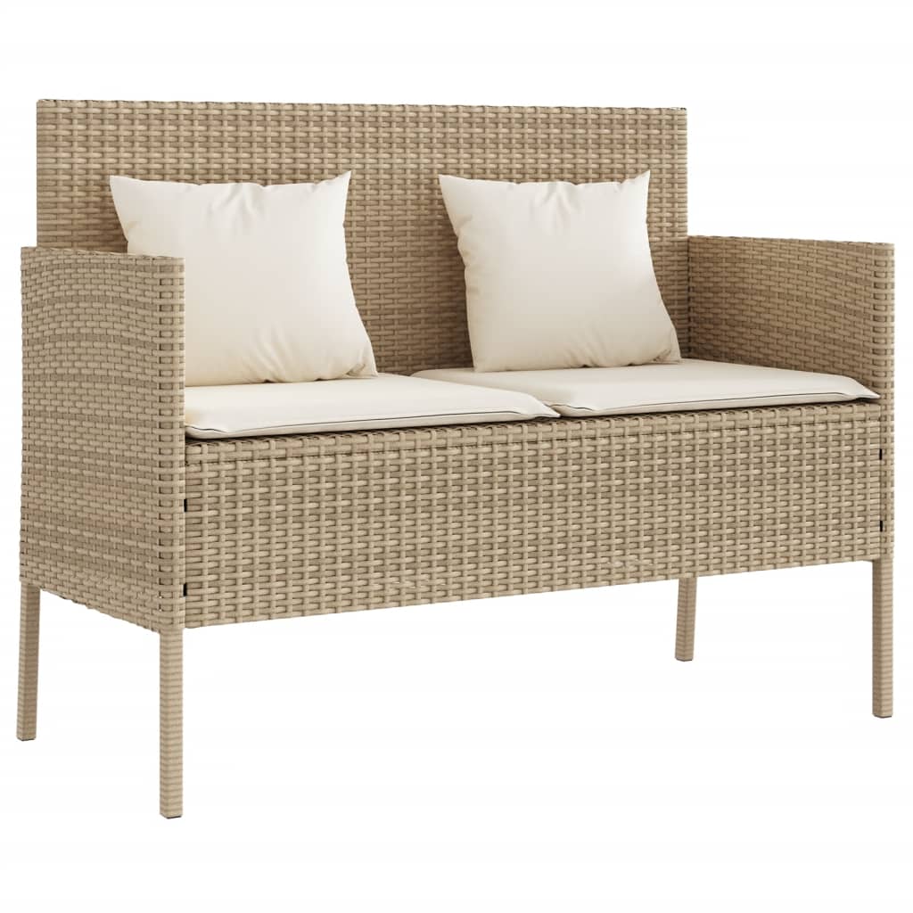 vidaXL Patio Bench with Cushions Park Outdoor Loveseat Furniture Poly Rattan-1