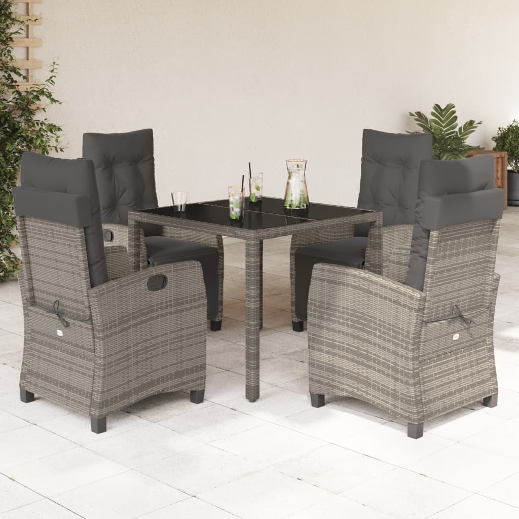 vidaXL Patio Dining Set with Cushions Outdoor Garden Furniture Poly Rattan-13
